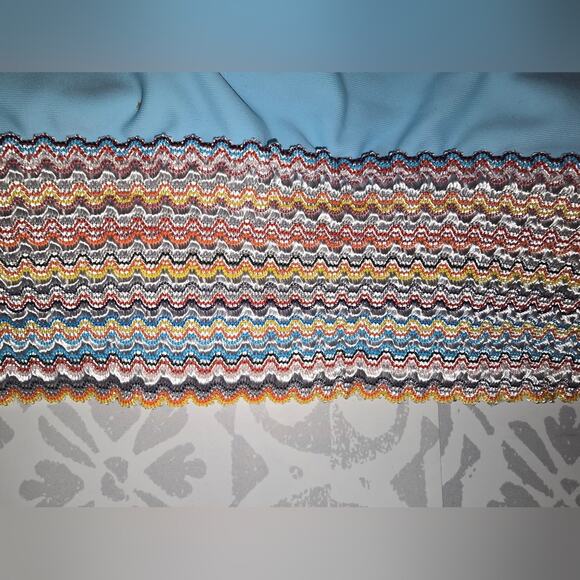 NWT Swim Top- Blue & Rainbow Zigzag  – Size Large (Blooming Jelly) - Picture 7 of 12